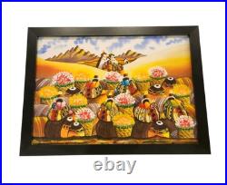 ALONSO FLORES Signed 16×22 ORIGINAL Oil PAINTING Cusco Peru 2015 Framed
