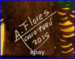 ALONSO FLORES Signed 16×22 ORIGINAL Oil PAINTING Cusco Peru 2015 Framed