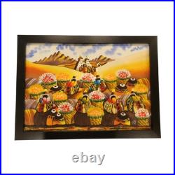 ALONSO FLORES Signed 16×22 ORIGINAL Oil PAINTING Cusco Peru 2015 Framed