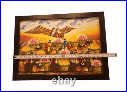 ALONSO FLORES Signed 16×22 ORIGINAL Oil PAINTING Cusco Peru 2015 Framed