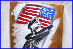 AMERICAN FLAG RUNNER Jr CHARLIE FAST OUTSIDER POLITICAL FOLK ART SELF PORTRAIT