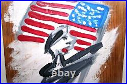 AMERICAN FLAG RUNNER Jr CHARLIE FAST OUTSIDER POLITICAL FOLK ART SELF PORTRAIT