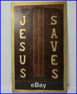 AMERICAN FOLK ART Antique EVANGELICAL JESUS SAVES PAINTED SIGN
