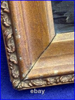 ANTIQUE 19th C AMERICAN SCHOOL FOLKART PAINTING CATS KITTENS IN BASKET FRAMED