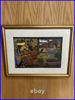ANTIQUE CHARLES BURDICK ORIGINAL OIL PAINTING SELF PORTRAIT Nude Folk Mixed Art