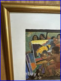 ANTIQUE CHARLES BURDICK ORIGINAL OIL PAINTING SELF PORTRAIT Nude Folk Mixed Art