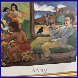 ANTIQUE CHARLES BURDICK ORIGINAL OIL PAINTING SELF PORTRAIT Nude Folk Mixed Art
