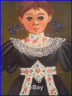 ANTIQUE MEXICAN FOLK ART OIL PAINTING by AGAPITO LABIOS 1898 -1996