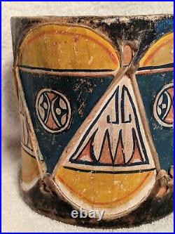 ANTIQUE Native COCHITI PUEBLO Painted New Mexico FOLK ART Collectible Drum #3