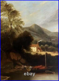 ANTIQUE OIL PAINTING Welsh Romantic Primitive Landscape MONMOUTHSHIRE 1878