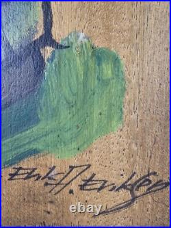 ART 2x VTG Original Signed Erik A Eriksen Paintings 14x9.5 Norwegian Folk Art