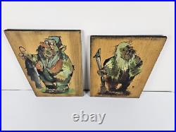 ART 2x VTG Original Signed Erik A Eriksen Paintings 14x9.5 Norwegian Folk Art