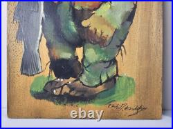 ART 2x VTG Original Signed Erik A Eriksen Paintings 14x9.5 Norwegian Folk Art