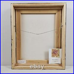 ART Original Painting Sun Face Modern Folk Art 21.75x18 In Custom Wood Frame