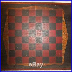 AWESOME Antique Penna. Folk Art Painted Wood Checkerboard Gameboard ESTATE FIND