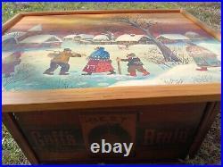 A. KOWALSKI Folk Art Village in a snow scene Original oil on canvas withframe