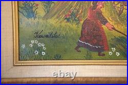 A. Kowalski Original Oil Painting Haying Time, Folk Art Framed