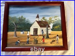 A. Willums, Folk Artist (Cleaning up the School) 12.5 X 15.5 including the frame