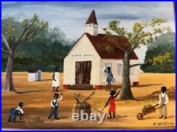A. Willums, Folk Artist (Cleaning up the School) 12.5 X 15.5 including the frame