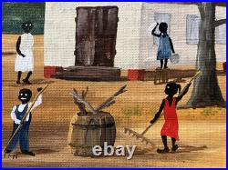 A. Willums, Folk Artist (Cleaning up the School) 12.5 X 15.5 including the frame
