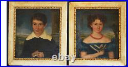 A wonderfull find! Matching Folk art portraits of a brother and sister, 1840's