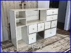 Aafa Antique Folk Art 8 Drawer Wood Apothecary White Cubby Cabinet Crates Paint