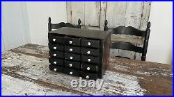 Aafa Antique Folk Art Apothecary Cabinet Original Knobs Black Paint Old Crates
