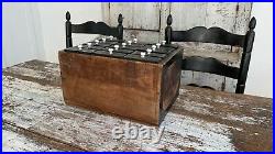 Aafa Antique Folk Art Apothecary Cabinet Original Knobs Black Paint Old Crates