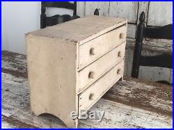 Aafa Antique Folk Art Early Childs Cupboard Wood Oyster White Paint Signed Dated