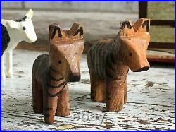 Aafa Antique Folk Art Noah's Ark Toy Boat Animals Putz German Original Paint