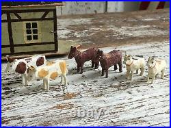 Aafa Antique Folk Art Noah's Ark Toy Boat Animals Putz German Original Paint
