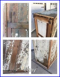 Aafa Early Antique Folk Art Wood Original Survivor Cabinet Cupboard Chippy Paint