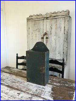 Aafa Early Folk Art Antique Primitive Wall Cabinet Cupboard Old Blue Paint