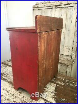 Aafa Folk Art Antique Early 1800's Original Paint Primitive Red Wood Cabinet