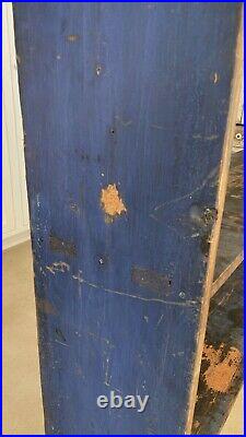 Aafa Folk Art Antique Primitive Bucket Bench Wood Original Blue Paint Mortised