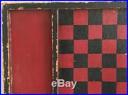 Aafa Folk Art Single Sided Game Checker Board Red Black Paint Great Color