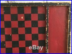 Aafa Folk Art Single Sided Game Checker Board Red Black Paint Great Color