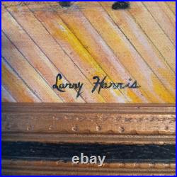 Acrylic On Board. Vintage Boardwalk Scene. Signed by listed Artist Larry Harris Acrylic On Board. Vintage Boardwalk Scene. Signed by listed Artist Larry Harris