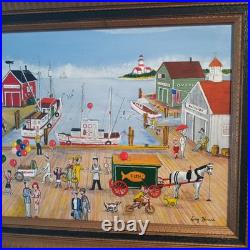 Acrylic On Board. Vintage Boardwalk Scene. Signed by listed Artist Larry Harris Acrylic On Board. Vintage Boardwalk Scene. Signed by listed Artist Larry Harris