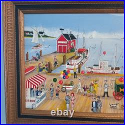 Acrylic On Board. Vintage Boardwalk Scene. Signed by listed Artist Larry Harris Acrylic On Board. Vintage Boardwalk Scene. Signed by listed Artist Larry Harris