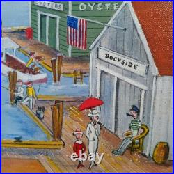 Acrylic On Board. Vintage Boardwalk Scene. Signed by listed Artist Larry Harris Acrylic On Board. Vintage Boardwalk Scene. Signed by listed Artist Larry Harris