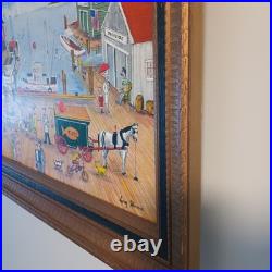 Acrylic On Board. Vintage Boardwalk Scene. Signed by listed Artist Larry Harris Acrylic On Board. Vintage Boardwalk Scene. Signed by listed Artist Larry Harris