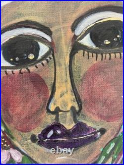 Acrylic Painting Original Canvas Fairytale Girl In Garden One Of A Kind Whimsy