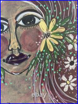 Acrylic Painting Original Canvas Fairytale Girl In Garden One Of A Kind Whimsy