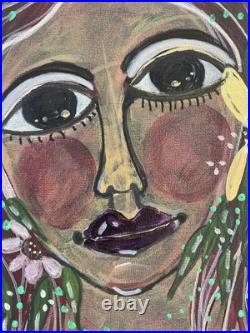 Acrylic Painting Original Canvas Fairytale Girl In Garden One Of A Kind Whimsy