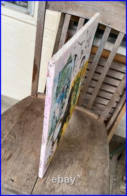 Acrylic bull painting retablo original by Mexican artist Acrylic bull painting retablo original by Mexican artist