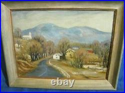Adirondack Village of Clintonville, NY Vintage Folk Art oil Painting