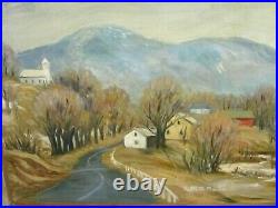 Adirondack Village of Clintonville, NY Vintage Folk Art oil Painting