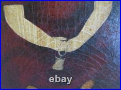 Adorable Vintage Mary Beth Baxter Folk Art PAINTING Americana Girl Oil Painting