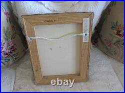 Adorable Vintage Mary Beth Baxter Folk Art PAINTING Americana Girl Oil Painting